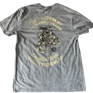 Grey & NRA Foundation tee #NRA
Large
Pit pit 22 inches 
Shoulder to him 26 inch
